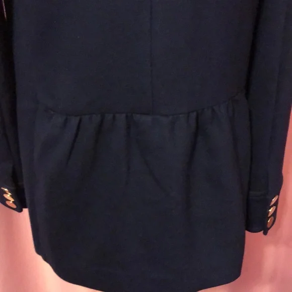 Crown and Ivy Navy Blue Double Breasted Coat With Ruffled Peter Pan Collar - Picture 6 of 8